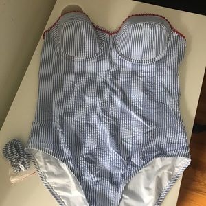 J. Crew Seersucker one-piece swim suit